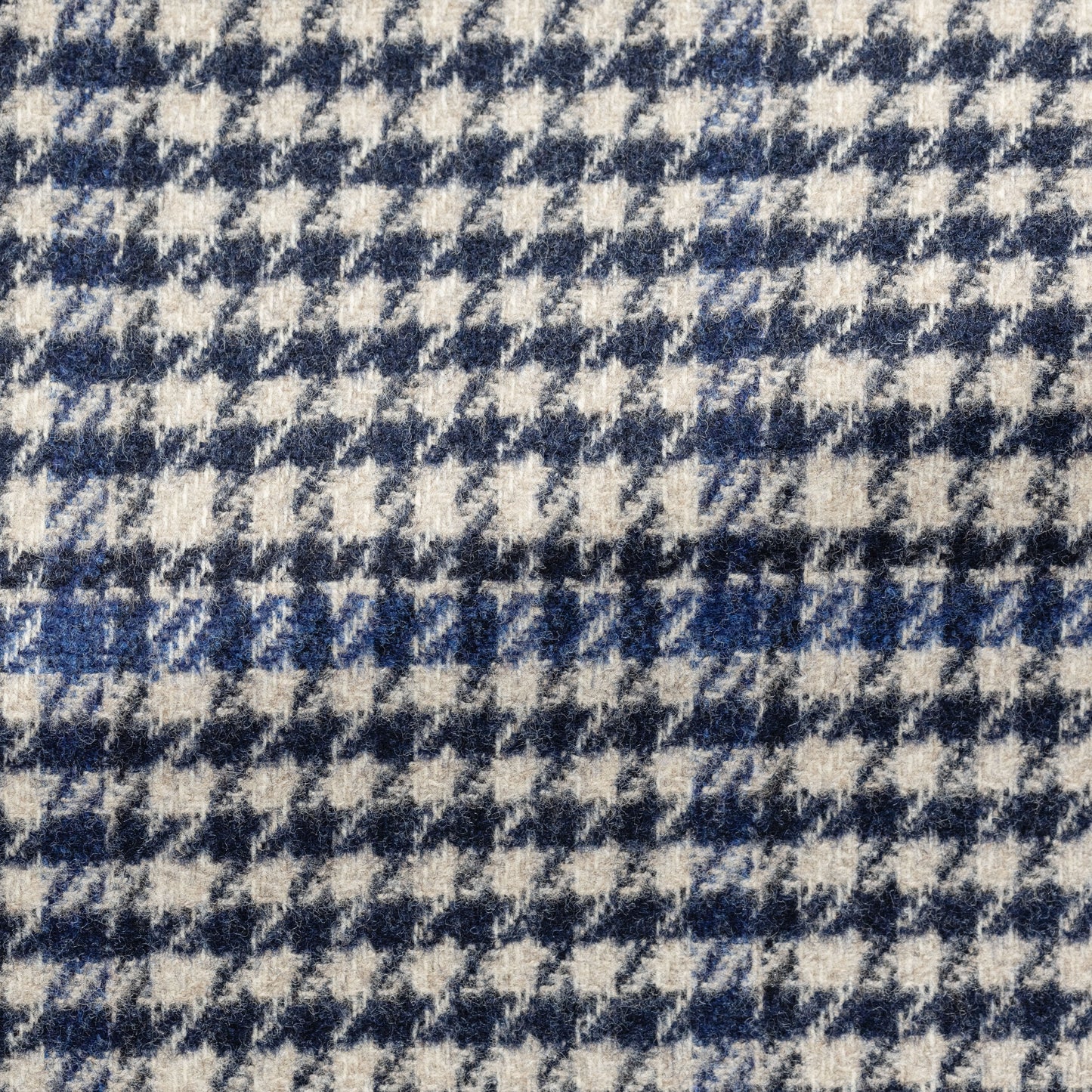 Navy-sand wool-cashmere houndstooth