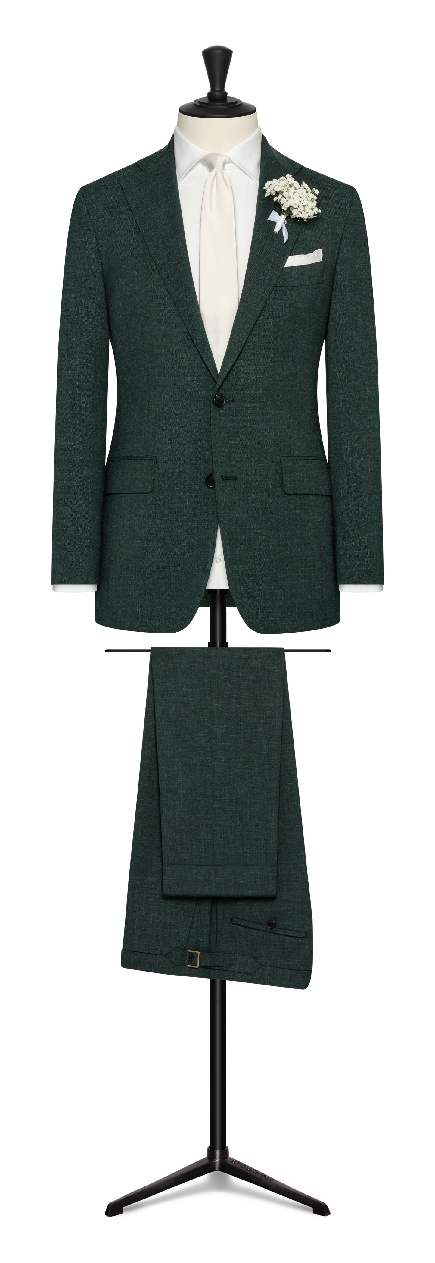Dark green wool-linen
