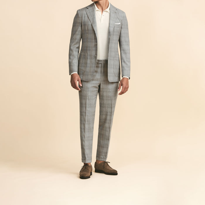 Ivory-grey wool glencheck