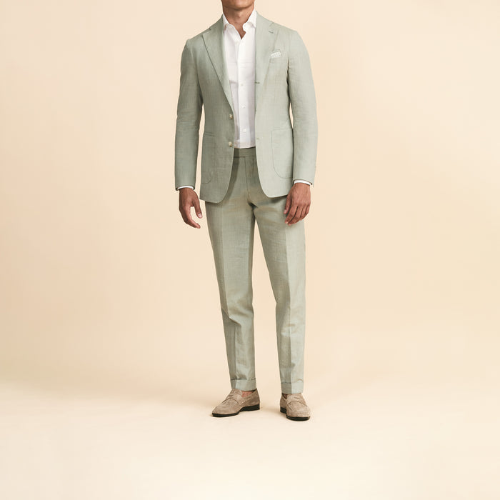 Sage green wool-silk-linen