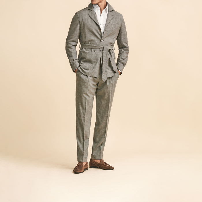 Taupe wool-silk-linen