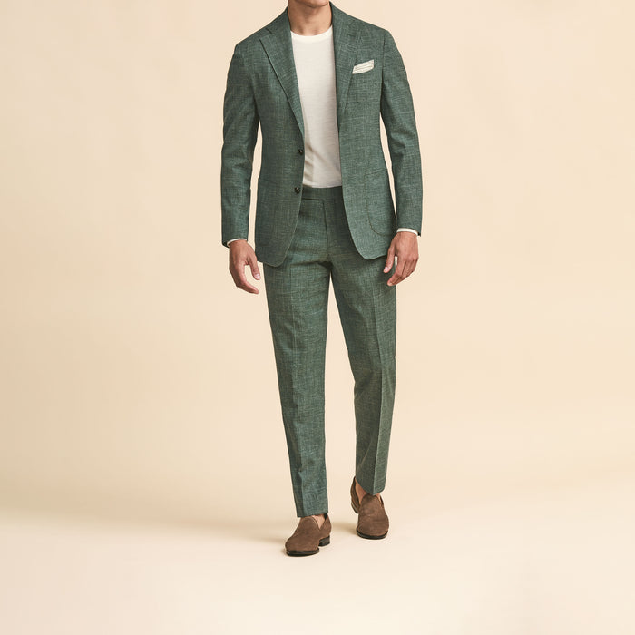 Green wool-silk-linen