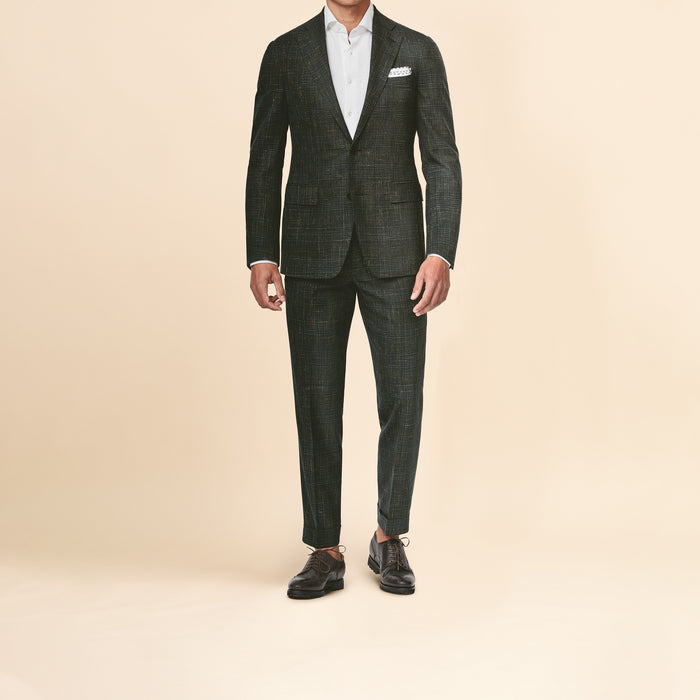 Mixed green wool-silk-linen