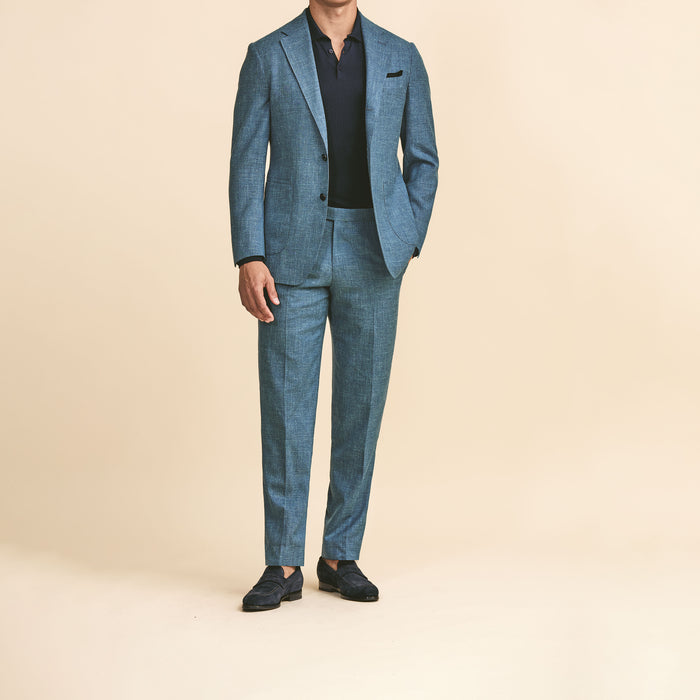 Light petrol wool-silk-linen