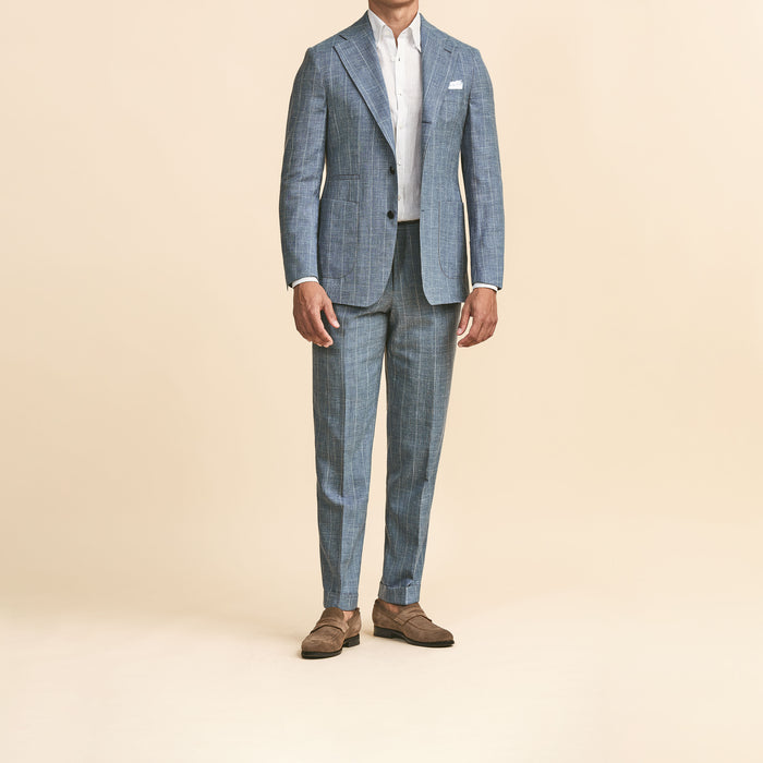 Slate blue wool-silk-linen