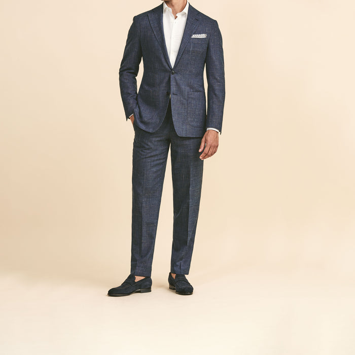 Blue wool-silk-linen