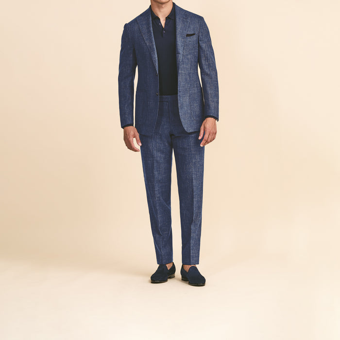 Navy blue-midnight blue wool-silk-linen