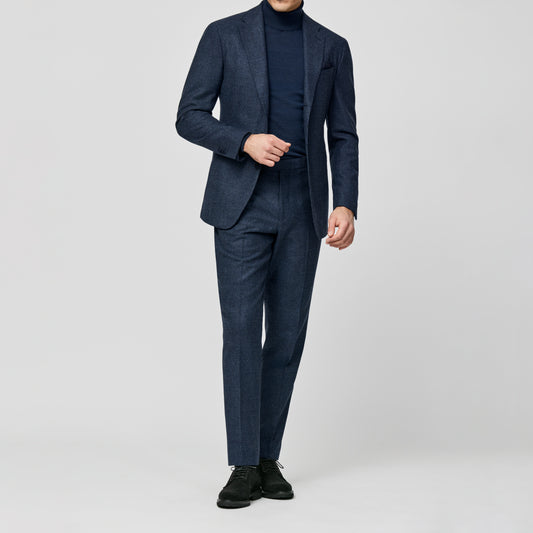 Midnight-stone blue wool micro-houndstooth