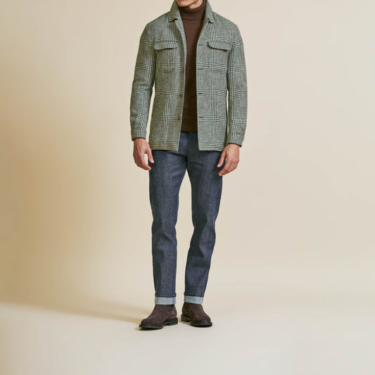 Jade green-beige wool-alpaca-linen