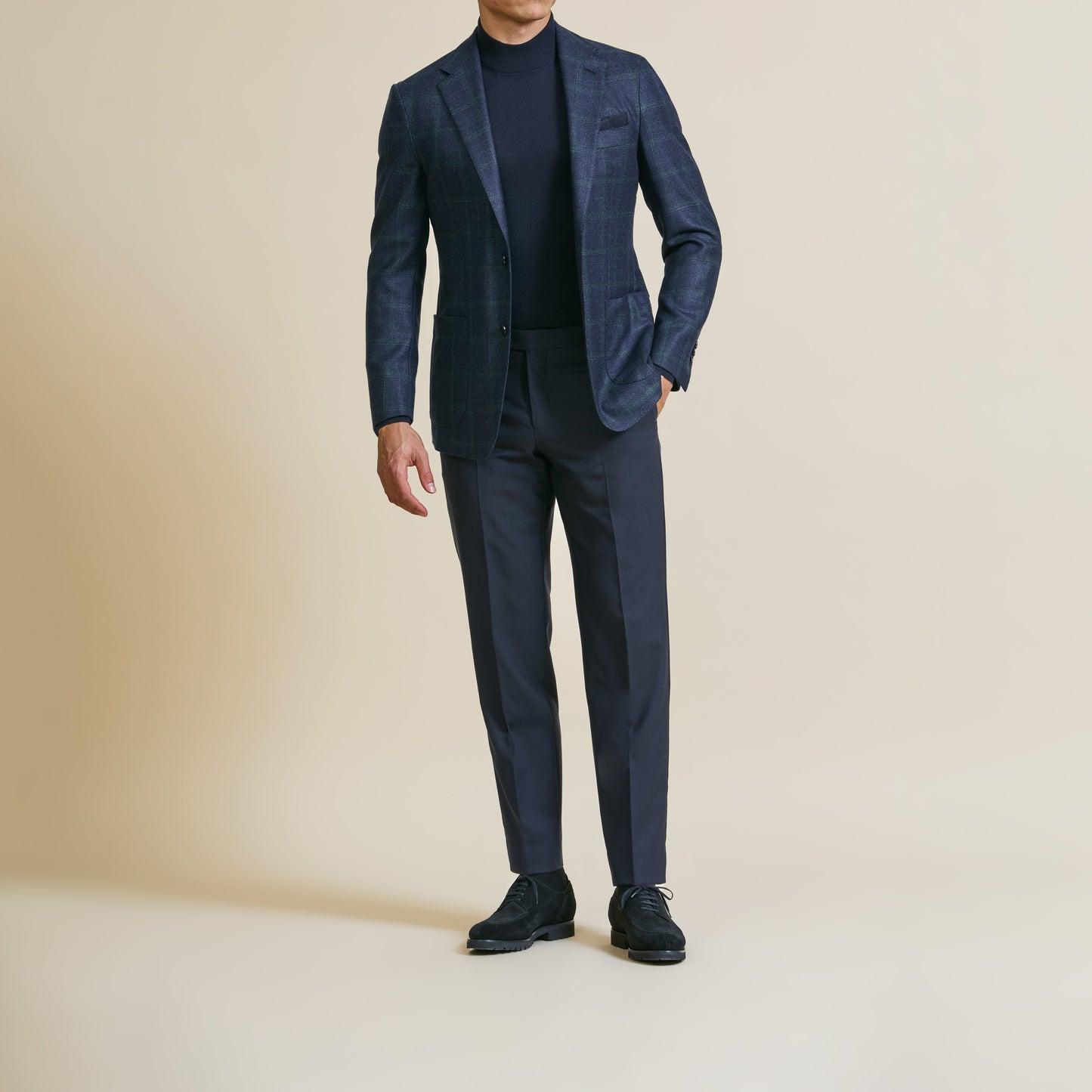 Peacock blue wool-silk-cashmere