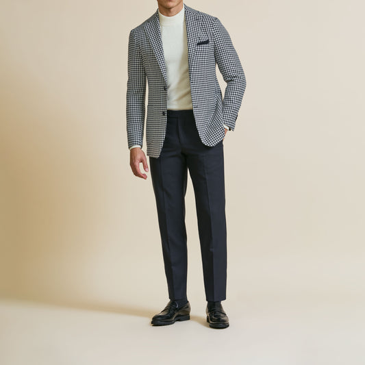 Midnight blue-off-white wool-alpaca-silk