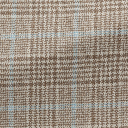 Tan wool-cashmere glencheck