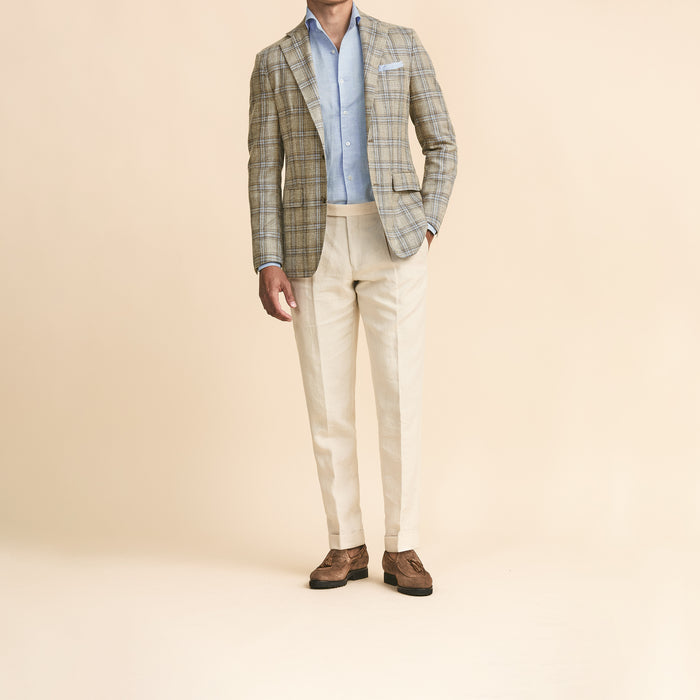 Taupe wool-silk-linen