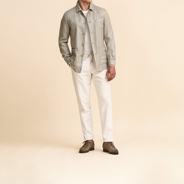 Light beige wool-silk-linen
