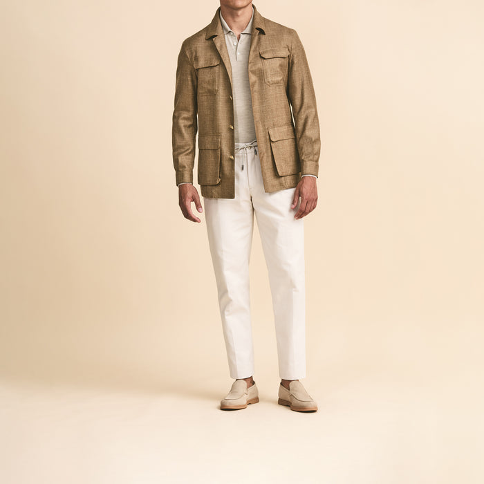Caramel wool-silk-linen