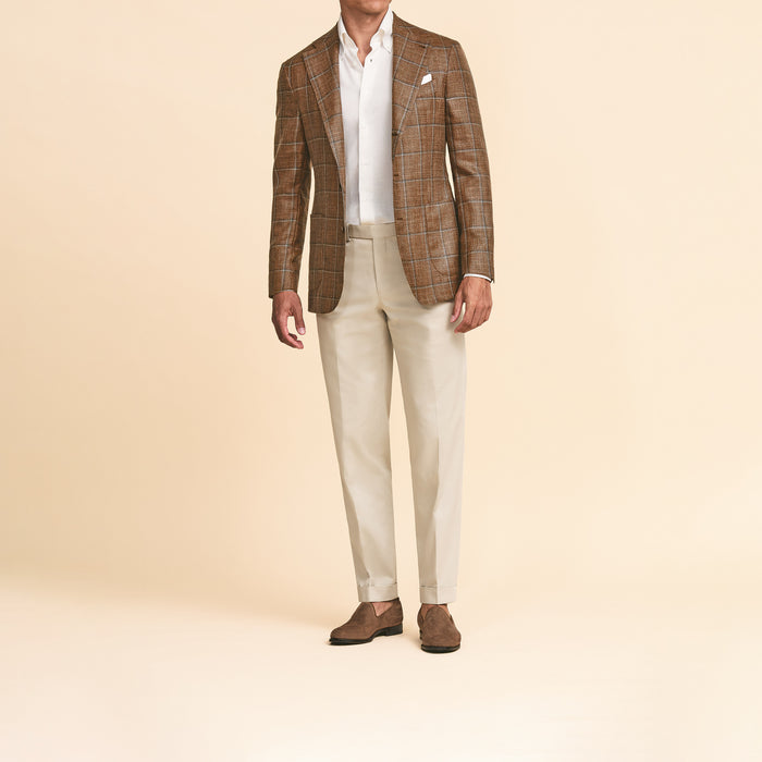 Chestnut brown wool-silk-linen