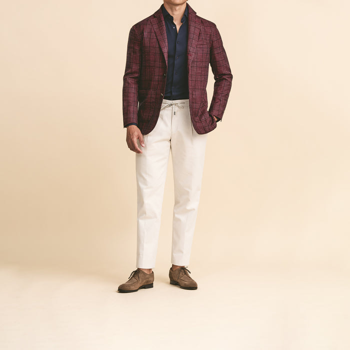 Burgundy wool-silk-linen