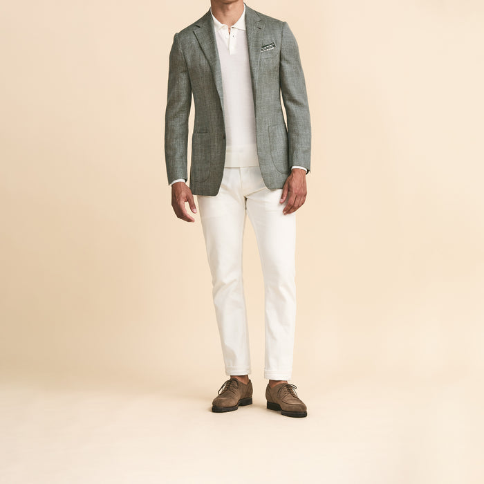 Sage-grey wool-silk-linen