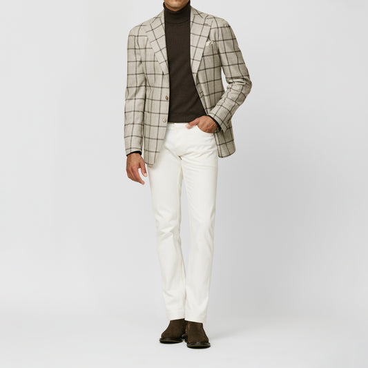 Bone sharkskin wool-silk-cashmere