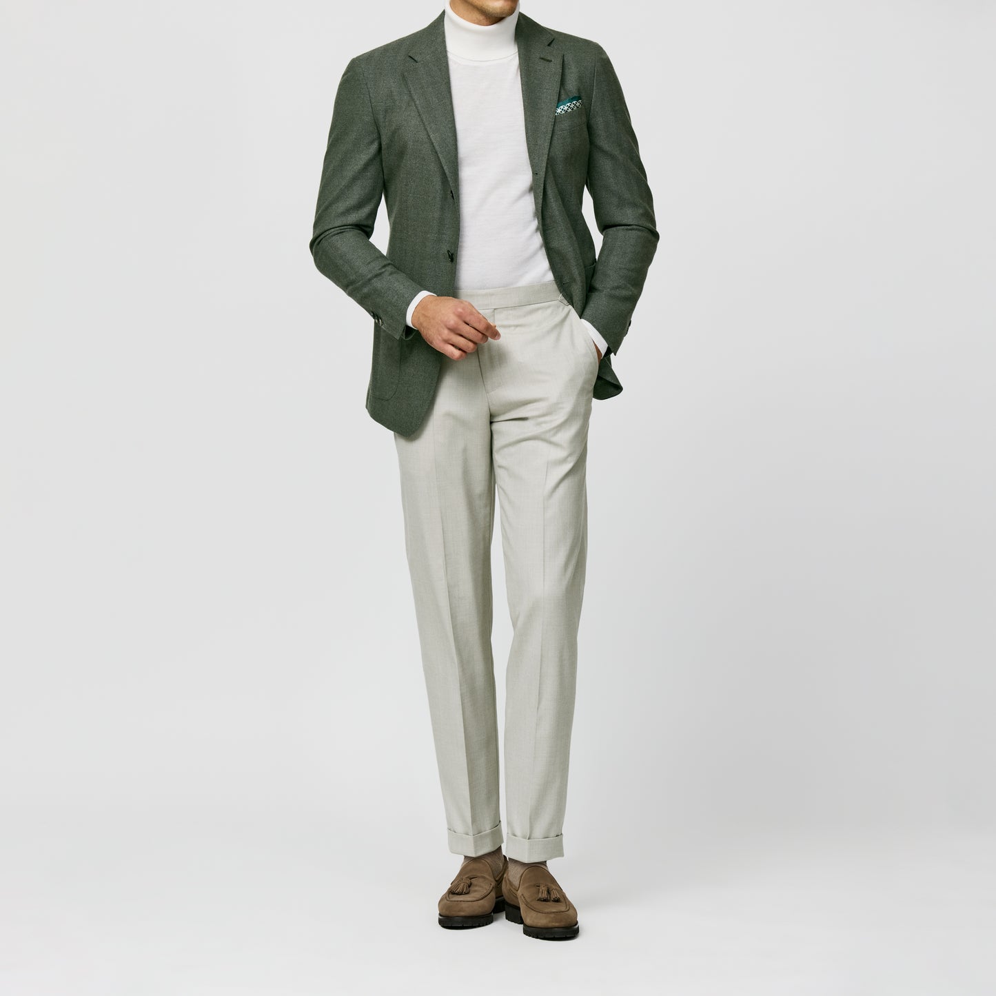 Sage green wool-silk