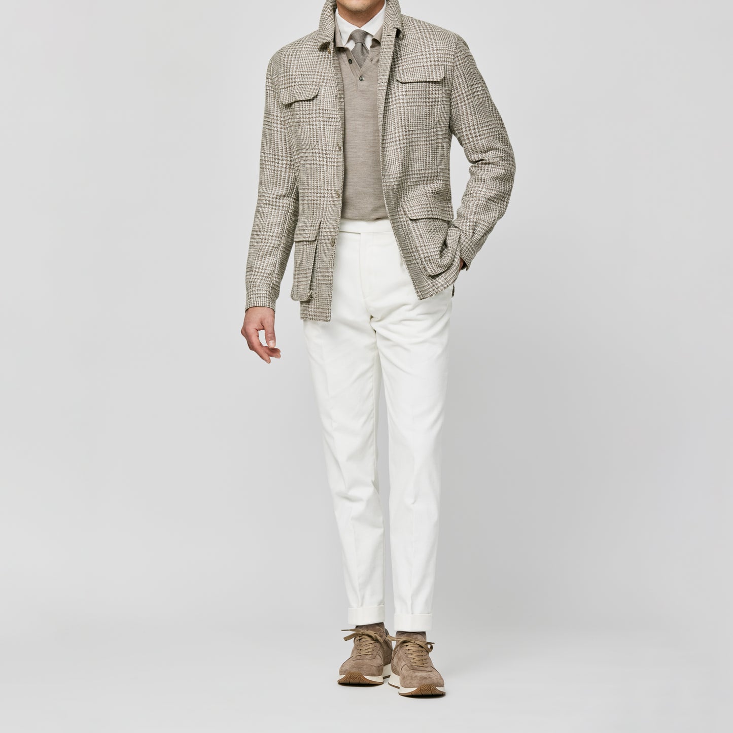 Mixed brown wool-alpaca-silk-linen