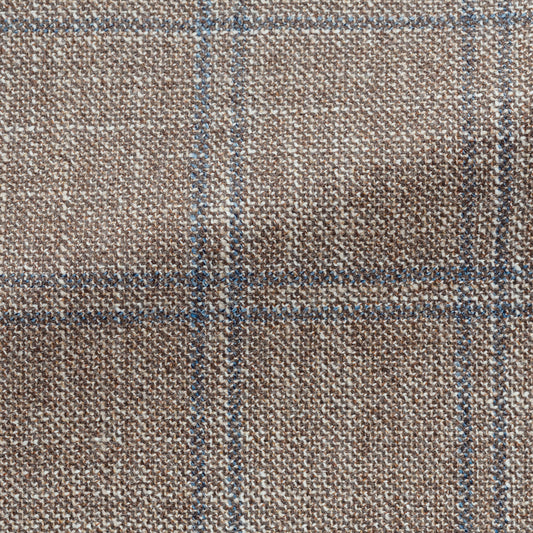 Tan wool-silk-cashmere sharkskin