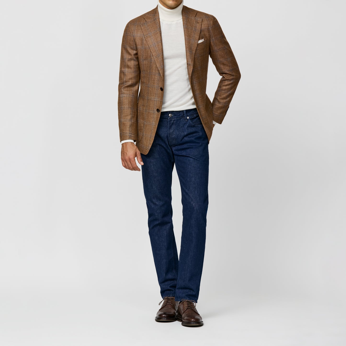 Cinnamon wool-silk-cashmere sharkskin