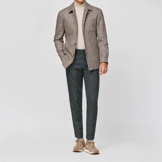 Beige-brown wool-silk