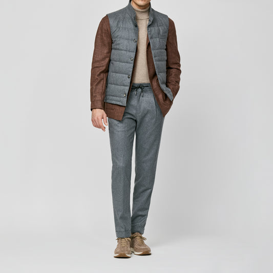 Rust brown wool-silk-linen herringbone