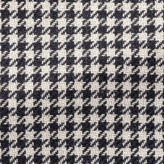 Midnight blue-off-white wool-alpaca-silk houndstooth