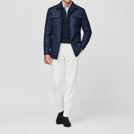 Dark blue wool-silk-cashmere