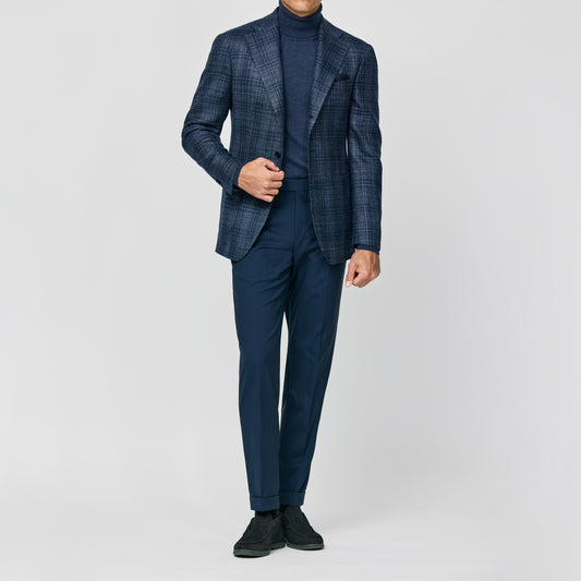 Neapolitan blue-light blue wool-silk