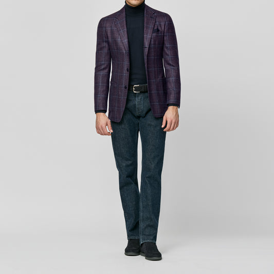 Indigo blue-plum wool-silk