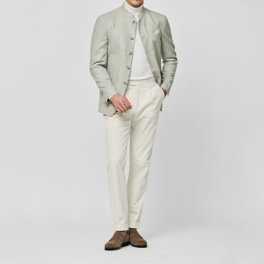 Smoke grey wool-cashmere houndstooth