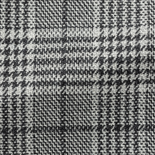 Black-white wool-silk glencheck