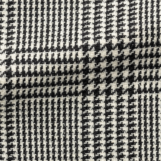 Black-white wool-alpaca-silk glencheck