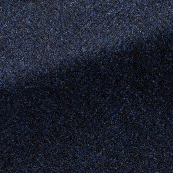 BLUE-BLACK WOOL-CASHMERE HERRINGBONE