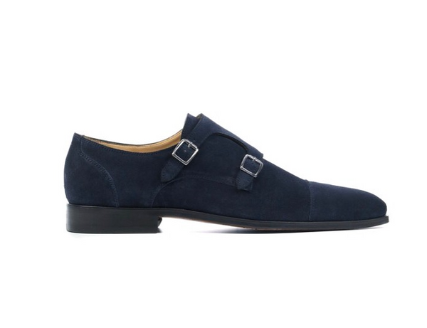 Suede double store monk strap shoes