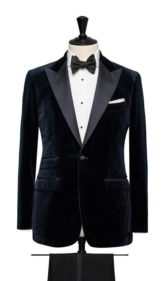 Midnight blue cotton velvet